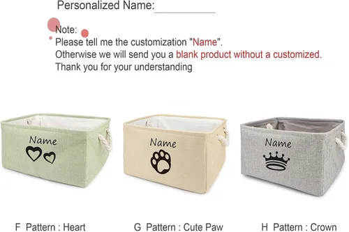 Miniatura 5 de Cesta de almacenamiento de juguetes para perros, plegable, personalizable con diseño de nombre de mascota, organizador para juguetes de perros, F