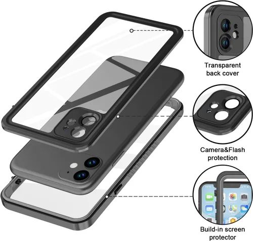 Miniatura 5 de Funda impermeable para iPhone 11 con protector de pantalla, protector de cuerpo completo, a prueba de golpes, a prueba de polvo, a prueba de Negro