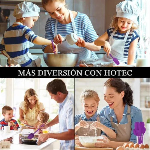 Miniatura 6 de HOTEC Juego de espátulas de silicona resistentes al calor de 300°C, libres de BPA, de goma de silicona para hornear, cocinar y mezclar, Púrpura