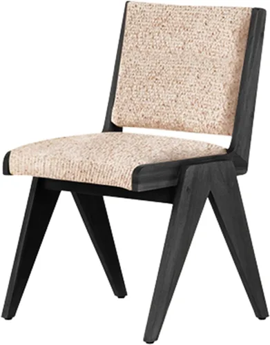Dining Chairs Linen Mid Century,Kitchen Chairs with Wood Legs,Farmhouse Dining Room Chair,Living Room Chair Armless Accent with Back for Room Black