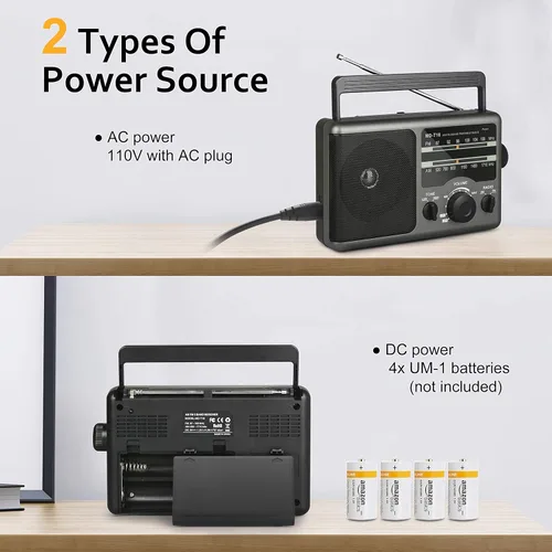 Miniatura 3 de Radio portátil AM FM con batería con la mejor recepción, conector para auriculares, mejor calidad de sonido