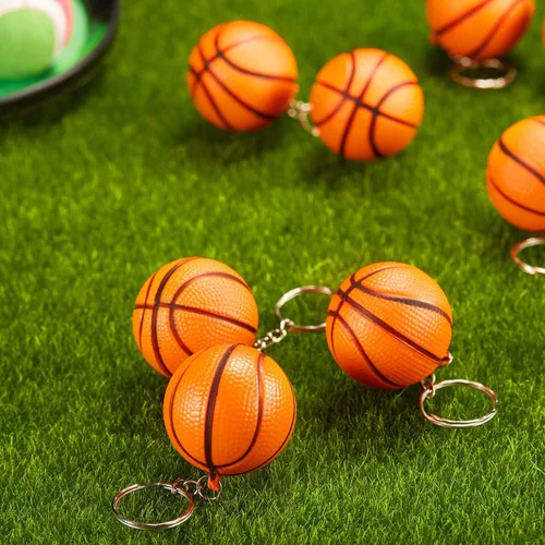 Miniatura 5 de Blulu Paquete de 20 llaveros de baloncesto a granel, regalos de fiesta de baloncesto naranja, regalos deportivos para bolsas de regalos