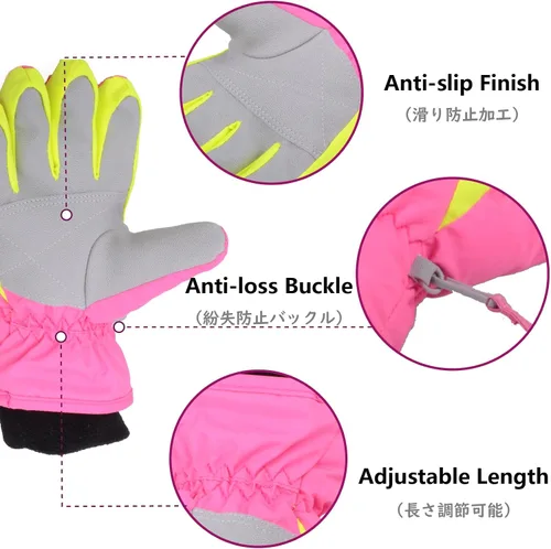 Miniatura 4 de JEELAD Guantes de nieve para niños, guantes de esquí de invierno, guantes de snowboard para niños y niñas, guantes de nieve de invierno