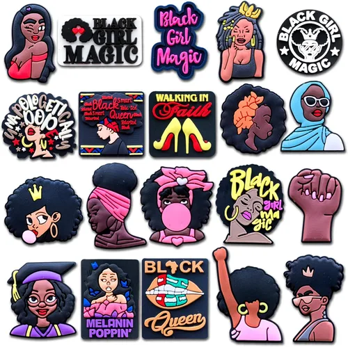 Dijes mágicos de decoración de zapatos negros para sandalias tipo zueco, Black Lives Matter, accesorios para zapatos para adultos