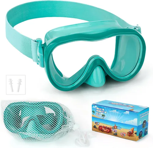 Miniatura 21 de Gafas de natación para niños, antifugas, máscara de Snork con cubierta de nariz y correa de tela elástica, gafas de natación con protección UV