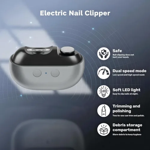 Miniatura 5 de Cortaúñas eléctrico para personas mayores, 3 en 1, cortaúñas automático para uñas gruesas de los pies, con luz LED, recargable por USB, engranajes