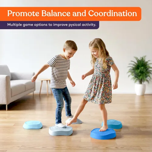 Miniatura 6 de Special Supplies Stepping Stones for Kids, 5 Balance Indoor and Outdoor Blocks Promote Coordination, Balance, Strength, Child Safe Rubber, Non-Slip