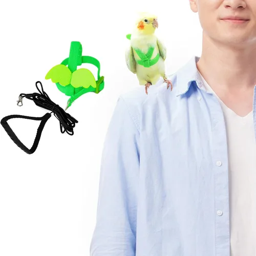Miniatura 8 de Correas y arneses ajustables para pájaros, arnés de nailon para pájaros con bonito ala para loros, accesorios para pájaros para mascotas, correa