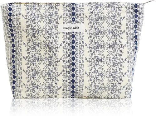 Miniatura 44 de Wudygirl Bolsa de maquillaje de lona para mujer, organizador estético de maquillaje, bolsa de maquillaje de viaje, bolsa de aseo para bolso, bolsa