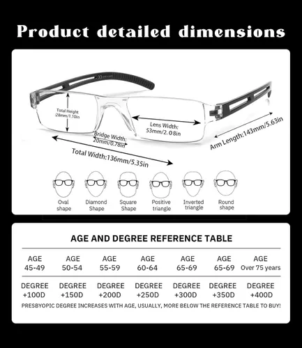 Miniatura 3 de Viseng Gafas de lectura y gafas de sol 3 en 1 con luz azul, lectores ultraligeros sin montura para hombres y mujeres, visión HD para interiores