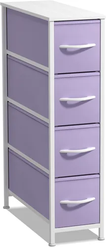 Miniatura 29 de Sorbus Cómoda Estrecha para Niños con 4 Cajones - Cajonera de Almacenamiento Vertical Delgada con Marco de Acero, Superficie de Madera y Tinte pastel