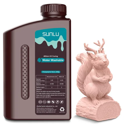 Miniatura 13 de SUNLU - Resina lavable al agua de 1000 g, resina de impresora 3D de curado rápido para impresoras 3D de resina LCD DLP SLA, resina de fotopolímero
