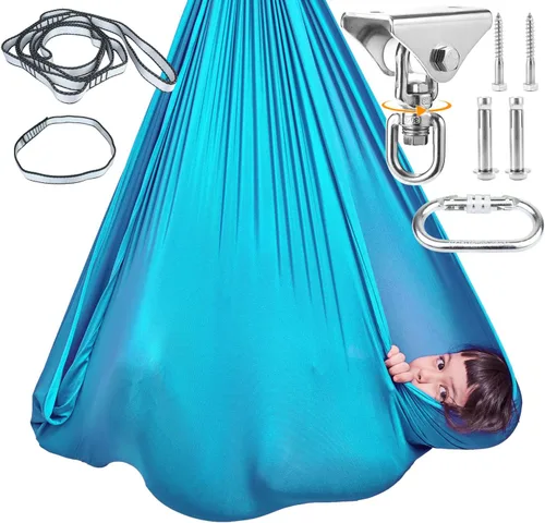 Columpio sensorial para niños con gancho giratorio de 360°, tela de doble capa resistente a la flacidez para interiores y exteriores, columpio de