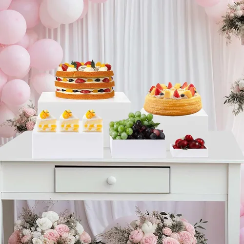 Miniatura 6 de Geelin Paquete de 8 elevadores acrílicos para buffet - Cajas cúbicas decorativas de 3 a 10 pulgadas, soportes de exhibición con fondos huecos