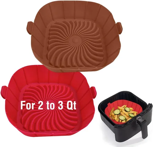 Miniatura 8 de Forros de silicona para freidora de aire para freidoras pequeñas de aire de 2 a 3 QT, olla de cesta y tazón de silicona reutilizable antiadherente