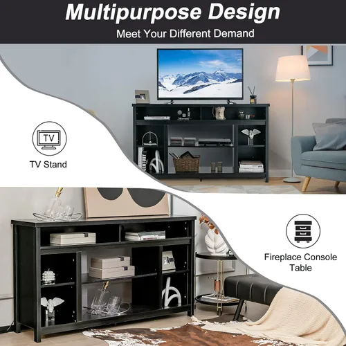 Miniatura 8 de Tangkula Soporte de TV para televisores de hasta 65 pulgadas, mesa de consola multimedia con estante ajustable y agujeros de gestión de cables