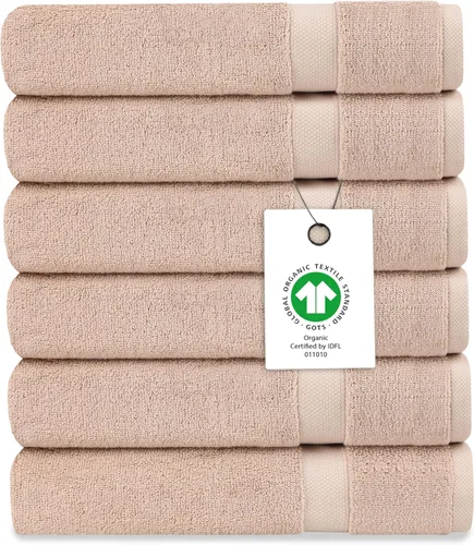 Miniatura 38 de Toalla de baño de felpa de algodón orgánico de lujo Certificado GOTS y OEKO-TEX Toallas de calidad hotelera premium Tecnología Feather Touch