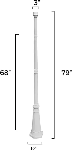 Miniatura 4 de Gama Sonic Poste decorativo para lámpara al aire libre para luces solares, aluminio fundido blanco, montaje de ajuste de 3 pulgadas, 6.5 pies