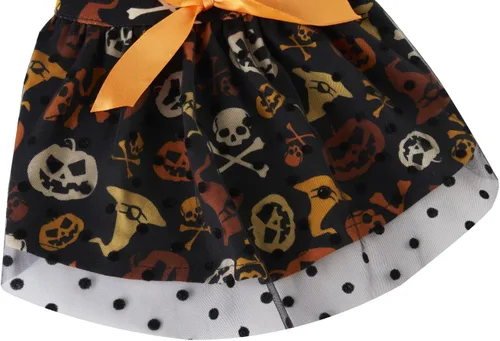 Miniatura 5 de Disfraz de calabaza para perros pequeños, diseño de calavera naranja y negro, para Halloween, talla S