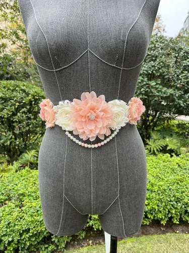 Miniatura 6 de Faja de maternidad de perlas únicas para revelación de género de baby shower