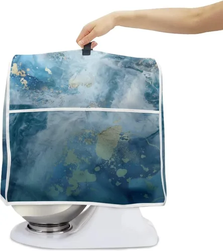 Miniatura 2 de Funda para batidora de pie de mármol azul compatible con mezclador de cocina de 6 a 8 cuartos de galón, cubierta antipolvo, lavable, ajuste