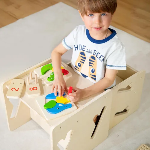 Miniatura 7 de Montessori Mesa y Silla de Destete y Conjunto de Mesa y Silla de Madera Maciza para Niños Pequeños Muebles Montessori para Niños