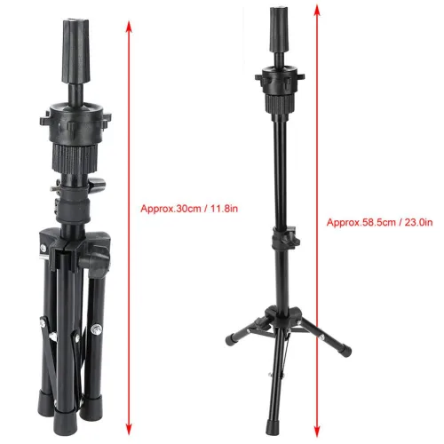 Miniatura 2 de Soporte para cabeza de maniquí, soporte de trípode, ajustable, profesional, de plástico, para peluca, sombrero, soporte para cabello para cabeza