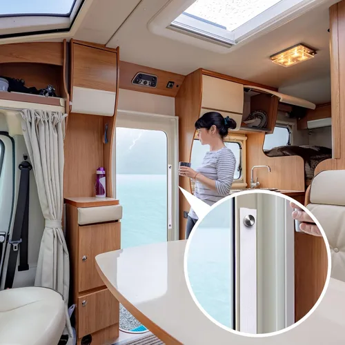 Miniatura 6 de 2 correas para puerta de caravana con 4 broches de botón de 18 pulgadas, correa de puerta corrediza para cámper RV con correa de escalera de barco a