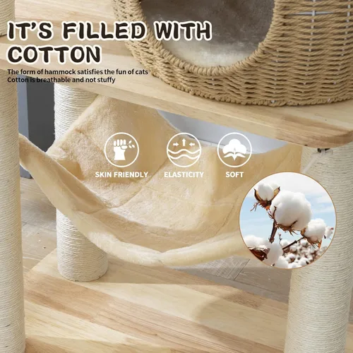 Miniatura 4 de Torre de árbol para gatos grande y moderna de 59 pulgadas, torre para gatos, postes rascadores cubiertos de sisal para gatos de interior, árbol