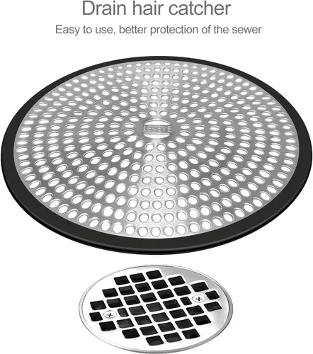 Miniatura 2 de LEKEYE Atrapa cabellos para el drenaje de la ducha Colador Cubierta para el drenaje de la ducha Protector para el drenaje del baño, acero Negro