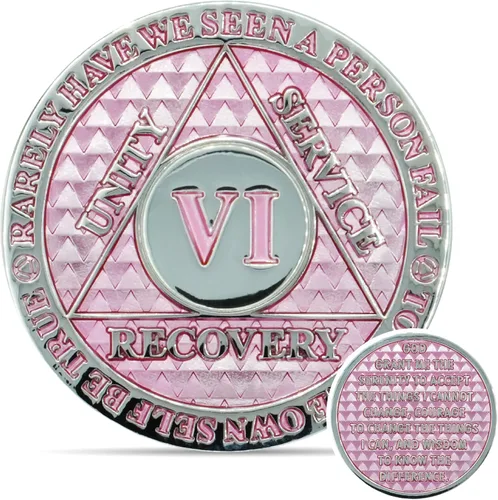 Miniatura 36 de Moneda de sobriedad de 10 años Chip AA Legacy Ficha de aniversario de recuperación de triplaca gruesa (Aqua)