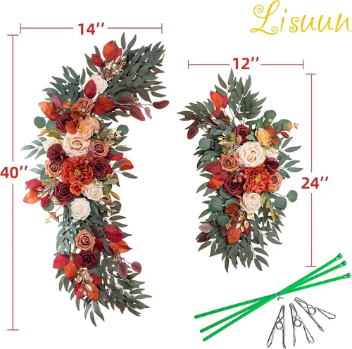 Miniatura 6 de Lisuun Flores de arco de boda, flores artificiales para decoración, guirnalda de flores grandes para estilos bohemios, decoración floral