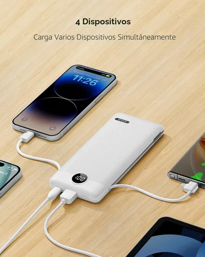 Miniatura 4 de VRURC Cargador portátil con cables y enchufe de pared Banco de energía con cables Cargador portátil de 10000mAh con enchufe AC Paquete