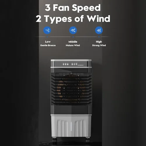 Miniatura 5 de Auertech Enfriador de aire evaporativo, enfriador de pantano de 1800 CFM con tanque de agua de 5.3 galones y 6 paquetes de hielo, 3 modos y 3 Gris