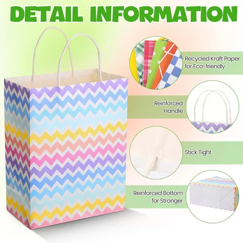 Miniatura 3 de Tenceur 28 bolsas de regalo de varios tamaños, bolsas de regalo de papel a granel, bolsa de favor de fiesta con asa para bodas, día de San Valentín