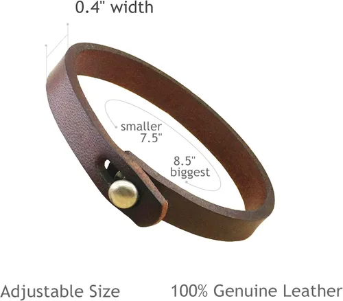 Miniatura 6 de Pulsera de cuero genuino para hombre, hecha a mano, ajustable, estilo punk, pulsera de cuero para hombres