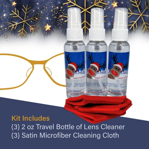 Miniatura 2 de Kit de limpieza de lentes (6 onzas líquidas + 3 paños (edición navideña))