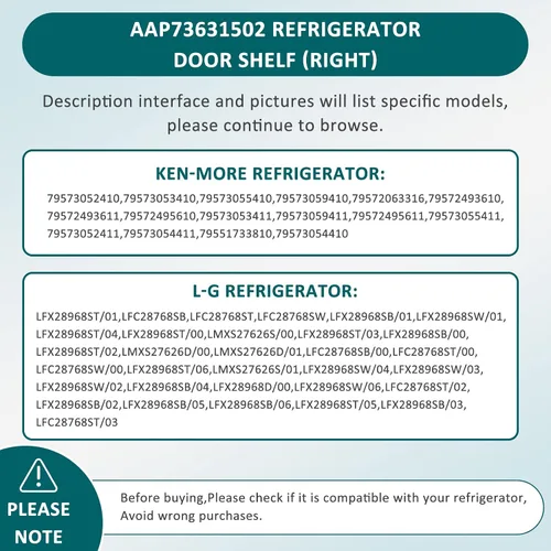 Miniatura 5 de AAP73631502 - Estante de repuesto para puerta de refrigerador, compatible con Ken-More L-G Elite Refrigerador Shelf Replacement-LFX28968ST