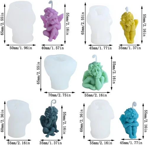 Miniatura 2 de Cestony 5 moldes de silicona para velas de ángel 3D para hacer velas, estatuas de resina de yeso y decoración del hogar