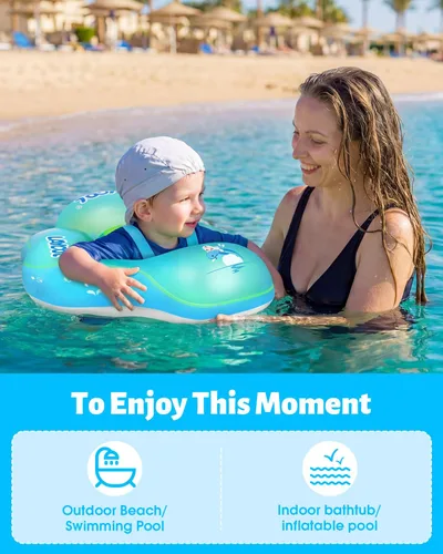 Miniatura 8 de LAYCOL - Flotador inflable de natación para bebé con anillo de flotación para piscina y toldo de protección solar, cola añadida, no se voltea