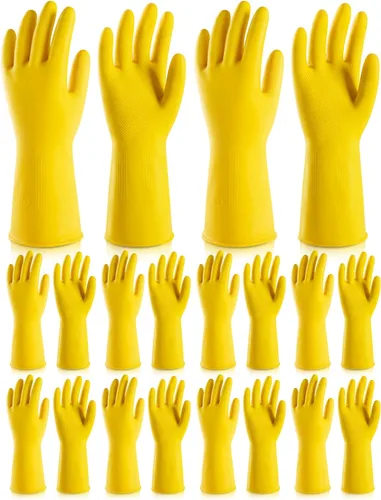 Miniatura 10 de 3 pares de guantes de goma para lavar platos, guantes reutilizables para el hogar para lavar platos, limpieza de cocina, pintura, jardinería
