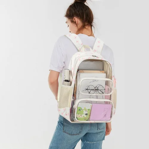 Miniatura 177 de CAMTOP Mochila transparente resistente y transparente para estudiantes, escuela, trabajo, festival, viajes, deportes, Beige, Mediana, Camtop Mochila