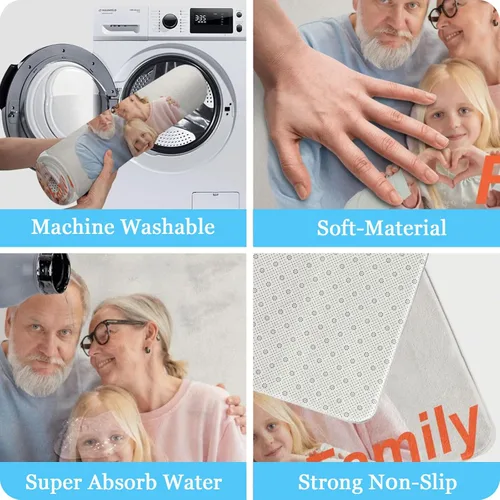 Miniatura 6 de Tapete personalizado para puerta con imagen, logotipo, nombre, texto, antideslizante, lavable, rectangular, personalizable con estampado, tapete