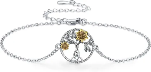 Pulsera de plata de ley 925 ajustable con diseño de ajolote, panda, racón, girasol, joyería para hija o amiga, regalo de cumpleaños