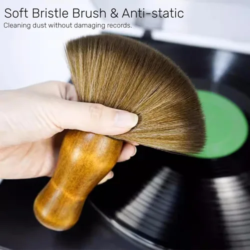 Miniatura 4 de Cepillo de limpieza de discos de vinilo, antiestático, suave, tocadiscos de vinilo suave, cepillos de limpieza de discos de madera, cepillo