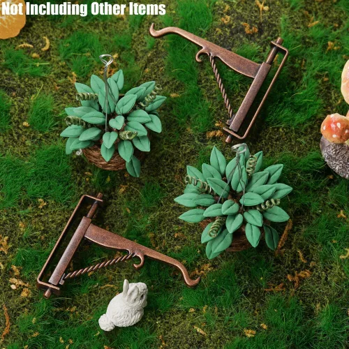 Miniatura 6 de Odoria Plantas colgantes en miniatura 1/12 y colgador de gancho, 2 piezas, mini plantas en maceta, accesorios de decoración de casa de muñecas