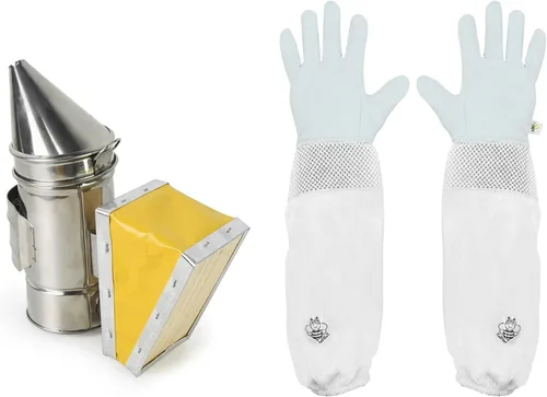 Luwint Kit de ahumador de abejas para niños, mini ahumador de colmena de abeja de 7 pulgadas con guantes de apicultura XS para niños y niñas de 4 a