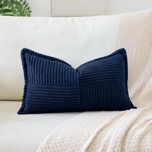 Miniatura 13 de OTOSTAR Fundas de almohada de pana a rayas con empalme, fundas de almohada bohemias súper suaves laterales decorativas con textura para sofá, cama