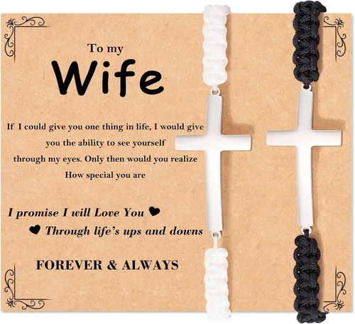 Miniatura 9 de Tarsus Pulseras cruzadas a juego para parejas, novio, marido, novia, esposa, hombres, mujeres, adultos, Pascua, Navidad, día de San Valentín