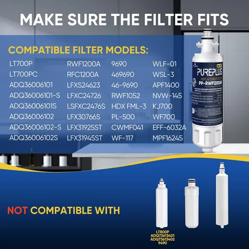 Miniatura 2 de PUREPLUS 469690 NSF 401 & 473 & 53 & 42 Reemplazo certificado para LG LT700P Kenmore Elite 9690, ADQ36006102, ADQ36006101, LFXS30766S, LFX28968ST